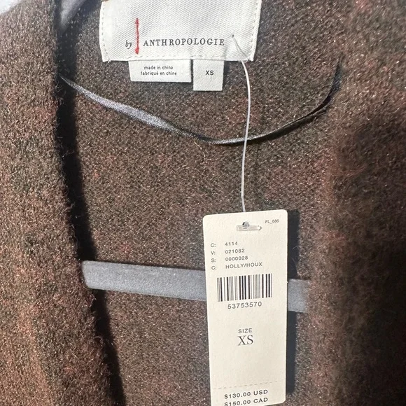 Anthropologie Chocolate Brown Open-Front Cardigan, very elegant . - Picture 3 of 11